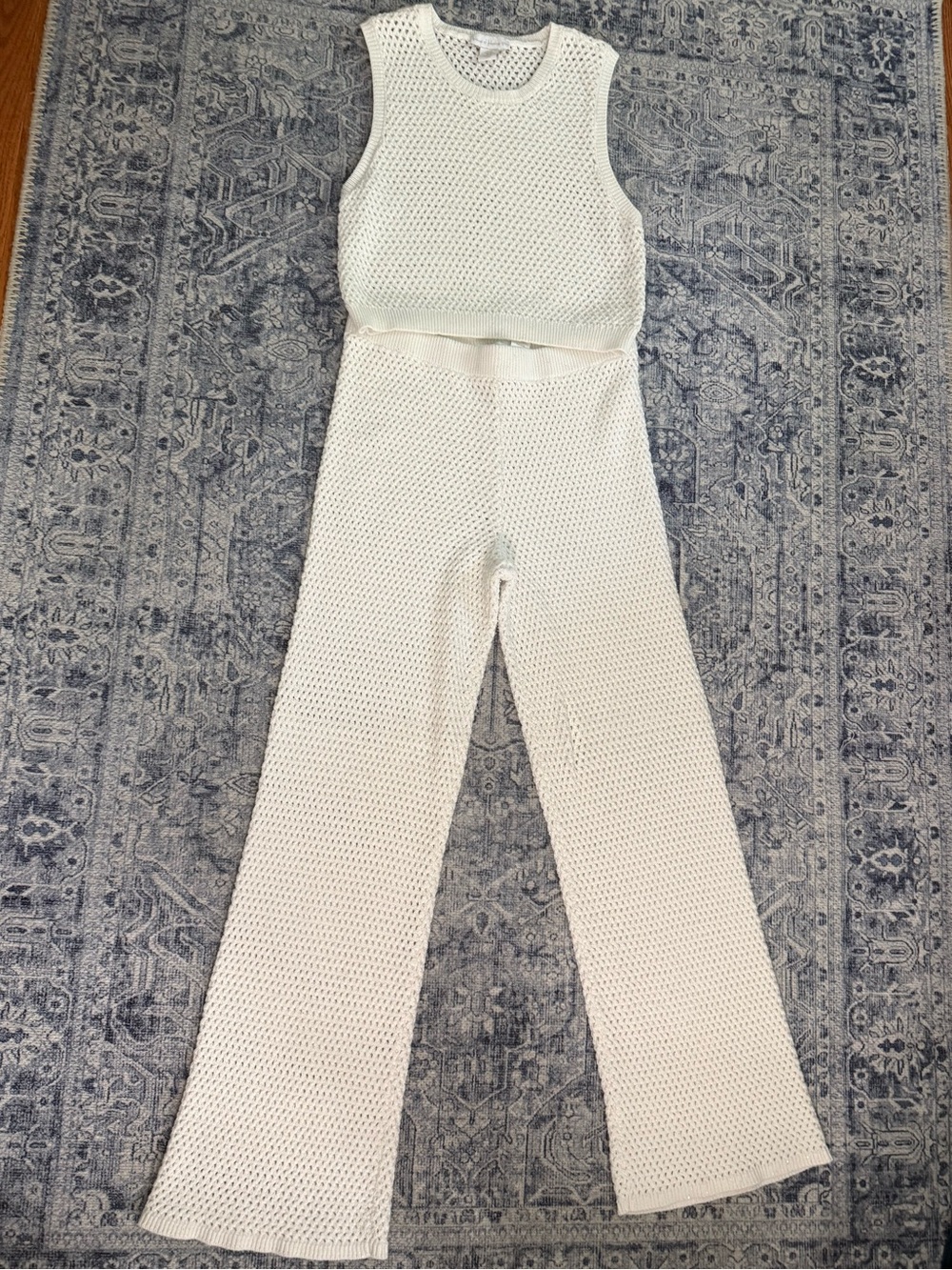 House of Harlow 1960 White Knit Tank & Wide-Leg Pants Set